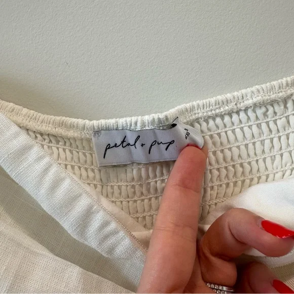 Petal & Pup Kayt Strapless Linen Blend Maxi Sundress White Bridal Bride Wedding - Picture 13 of 16